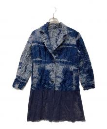 ISSEY MIYAKE（イッセイミヤケ）の古着「メッシュ切替コットンナイロン変形テーラードジャケット」｜ブルー
