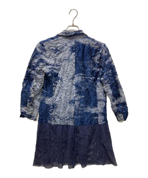 ISSEY MIYAKE（イッセイミヤケ）ISSEY MIYAKE (イッセイミヤケ) メッシュ切替コットンナイロン変形テーラードジャケット ブルー サイズ:2の古着・服飾アイテム
