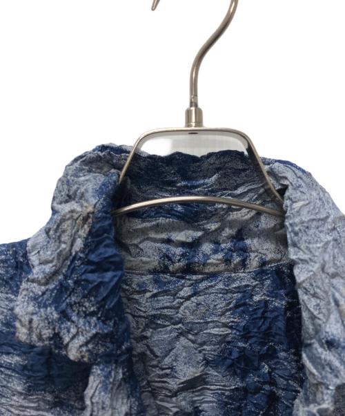 ISSEY MIYAKE（イッセイミヤケ）ISSEY MIYAKE (イッセイミヤケ) メッシュ切替コットンナイロン変形テーラードジャケット ブルー サイズ:2の古着・服飾アイテム