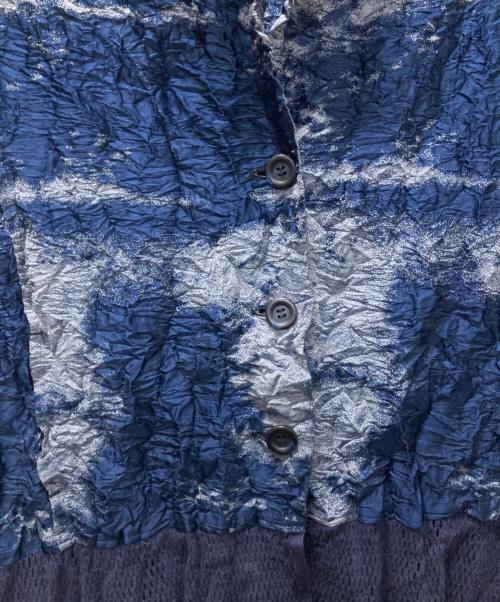ISSEY MIYAKE（イッセイミヤケ）ISSEY MIYAKE (イッセイミヤケ) メッシュ切替コットンナイロン変形テーラードジャケット ブルー サイズ:2の古着・服飾アイテム
