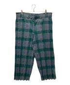 me ISSEY MIYAKEミーイッセイ ミヤケ）の古着「CHECK PLEATS BOTTOM」｜グリーン