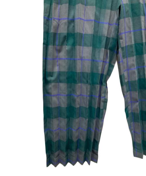 me ISSEY MIYAKE（ミーイッセイ ミヤケ）me ISSEY MIYAKE (ミーイッセイ ミヤケ) CHECK PLEATS BOTTOM グリーン サイズ:表記無しの古着・服飾アイテム