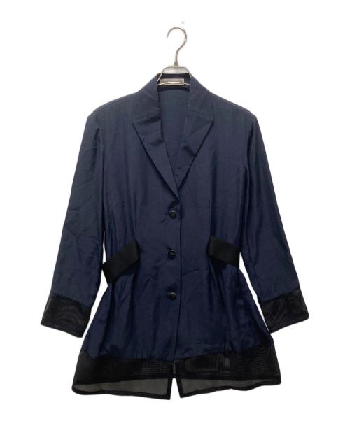ISSEY MIYAKE（イッセイミヤケ）ISSEY MIYAKE (イッセイミヤケ) メッシュ切替ジャケット ネイビー サイズ:３の古着・服飾アイテム