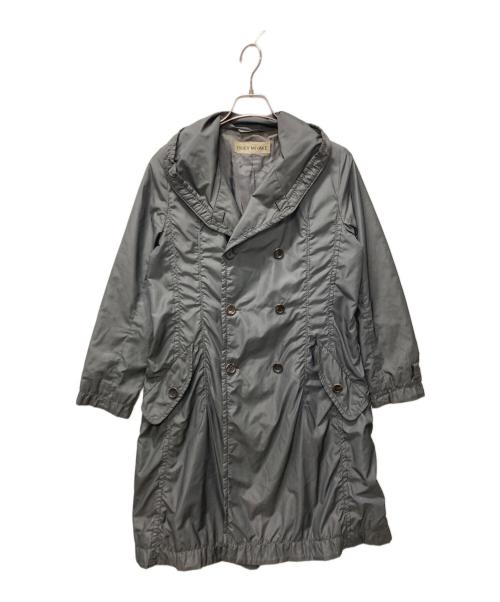 ISSEY MIYAKE（イッセイミヤケ）ISSEY MIYAKE (イッセイミヤケ) スタンドカラー ダブルブレスト ギャザー ロングコート グレー サイズ:1の古着・服飾アイテム