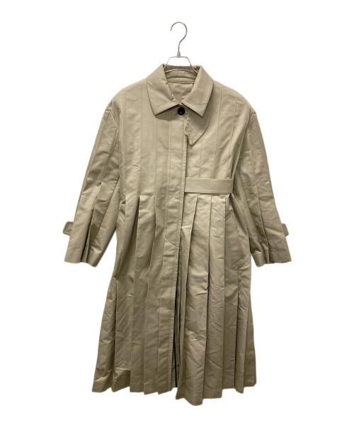 sacai（サカイ）sacai (サカイ) プリーツステンカラーチコート ベージュ サイズ:１の古着・服飾アイテム