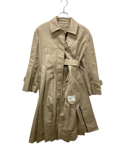 sacai（サカイ）sacai (サカイ) プリーツステンカラーチコート ベージュ サイズ:１の古着・服飾アイテム