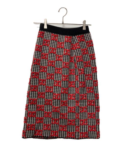 GUCCI（グッチ）GUCCI (グッチ) GGブークレ・ピエドプール・スカート ブラック×レッド サイズ:XSの古着・服飾アイテム