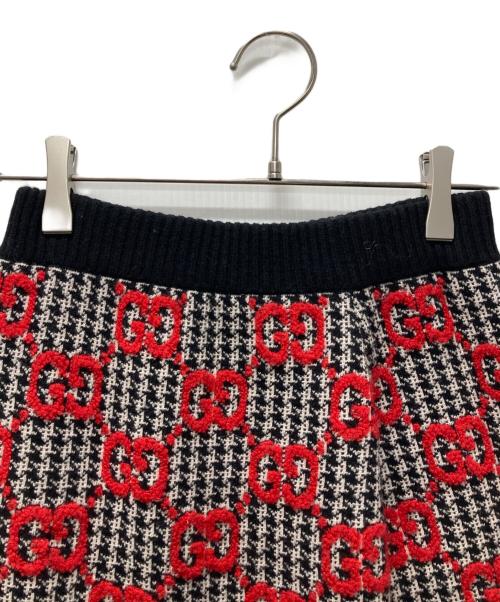 GUCCI（グッチ）GUCCI (グッチ) GGブークレ・ピエドプール・スカート ブラック×レッド サイズ:XSの古着・服飾アイテム