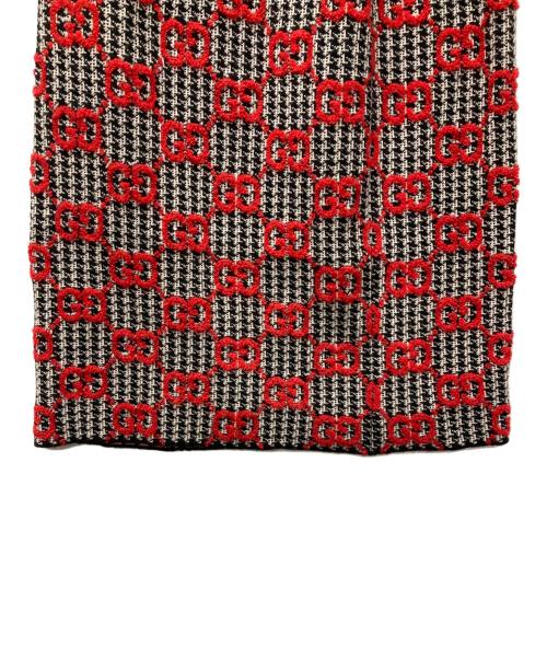 GUCCI（グッチ）GUCCI (グッチ) GGブークレ・ピエドプール・スカート ブラック×レッド サイズ:XSの古着・服飾アイテム