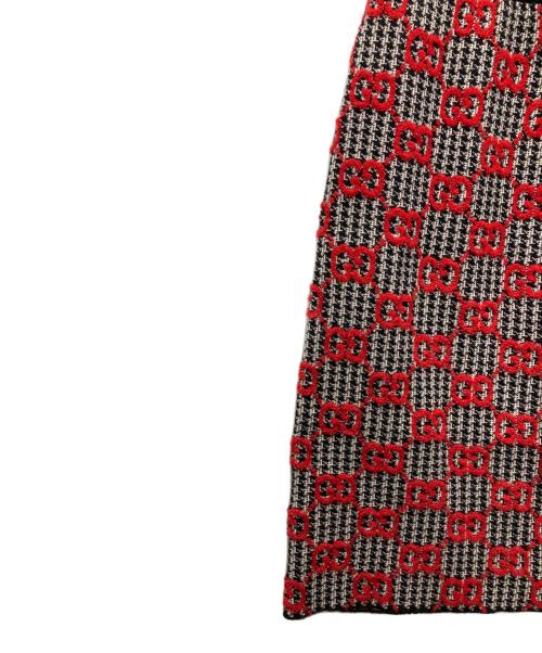 GUCCI（グッチ）GUCCI (グッチ) GGブークレ・ピエドプール・スカート ブラック×レッド サイズ:XSの古着・服飾アイテム