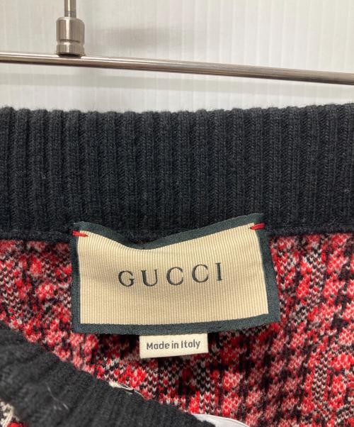 GUCCI（グッチ）GUCCI (グッチ) GGブークレ・ピエドプール・スカート ブラック×レッド サイズ:XSの古着・服飾アイテム