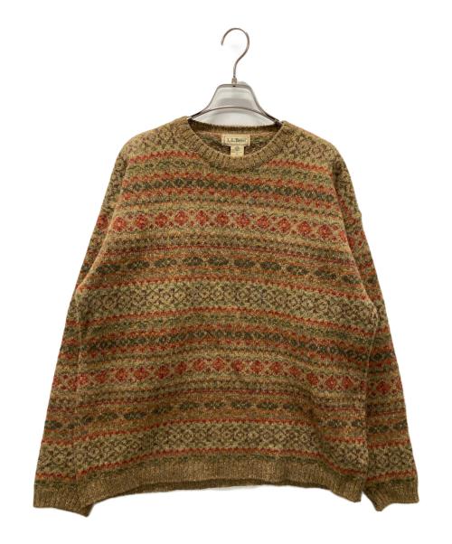L.L.Bean（エルエルビーン）L.L.Bean (エルエルビーン) 90's総柄ニット ベージュ サイズ:Mの古着・服飾アイテム