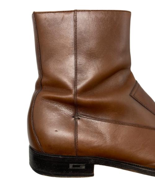 GUCCI（グッチ）GUCCI (グッチ) スクエアトゥレザーブーツ ブラウン サイズ:８Dの古着・服飾アイテム