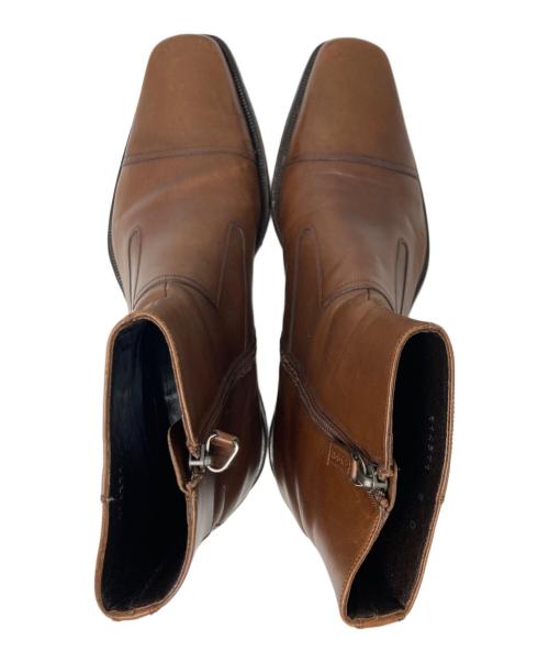 GUCCI（グッチ）GUCCI (グッチ) スクエアトゥレザーブーツ ブラウン サイズ:８Dの古着・服飾アイテム