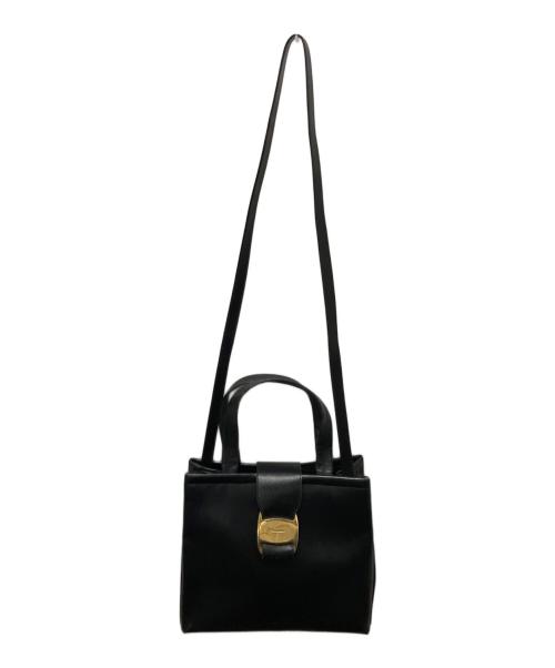 Salvatore Ferragamo（サルヴァトーレ フェラガモ）Salvatore Ferragamo (サルヴァトーレ フェラガモ) ヴァラリボン2WAYバッグ ブラックの古着・服飾アイテム