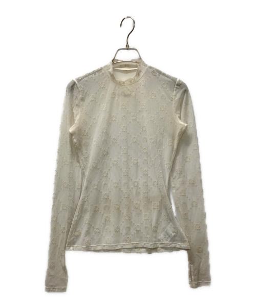 MARINE SERRE（マリーンセル）MARINE SERRE (マリーンセル) フロッキーシアーレースカットソー ベージュ サイズ:Sの古着・服飾アイテム