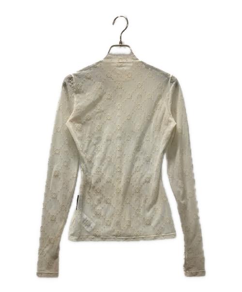 MARINE SERRE（マリーンセル）MARINE SERRE (マリーンセル) フロッキーシアーレースカットソー ベージュ サイズ:Sの古着・服飾アイテム