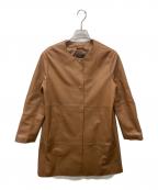 WEEKEND Max Maraウィークエンド マックスマーラ）の古着「ラムレザーノーカラーコート」｜ブラウン