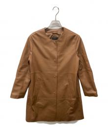 WEEKEND Max Mara（ウィークエンド マックスマーラ）の古着「ラムレザーノーカラーコート」｜ブラウン