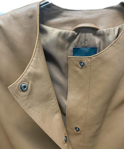 WEEKEND Max Mara（ウィークエンド マックスマーラ）WEEKEND Max Mara (ウィークエンド マックスマーラ) ラムレザーノーカラーコート ブラウン サイズ:36の古着・服飾アイテム