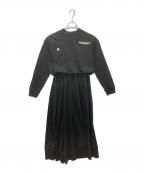 DOUBLE STANDARD CLOTHINGダブルスタンダードクロージング）の古着「ESSENTIAL ウエストギャザーロングワンピース」｜ブラック