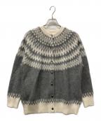 UNITED ARROWS TOKYOユナイテッドアローズトウキョウ）の古着「フォックス カシミヤ ジャカード ニットブルゾン」｜グレー×アイボリー