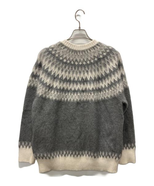 UNITED ARROWS TOKYO（ユナイテッドアローズトウキョウ）UNITED ARROWS TOKYO (ユナイテッドアローズトウキョウ) フォックス カシミヤ ジャカード ニットブルゾン グレー×アイボリー サイズ:表記無しの古着・服飾アイテム