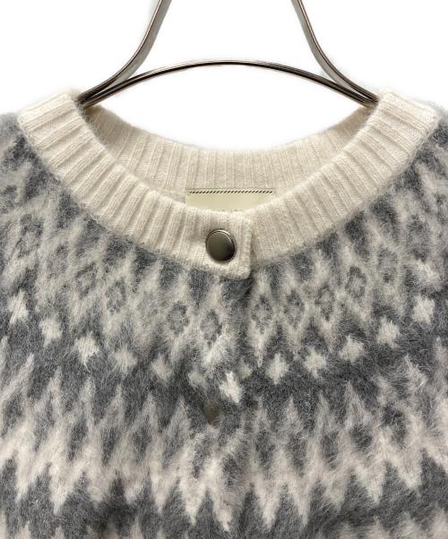 UNITED ARROWS TOKYO（ユナイテッドアローズトウキョウ）UNITED ARROWS TOKYO (ユナイテッドアローズトウキョウ) フォックス カシミヤ ジャカード ニットブルゾン グレー×アイボリー サイズ:表記無しの古着・服飾アイテム