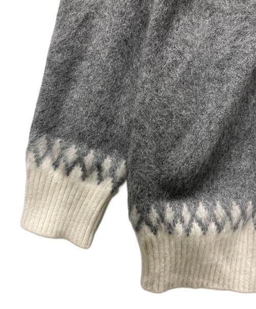 UNITED ARROWS TOKYO（ユナイテッドアローズトウキョウ）UNITED ARROWS TOKYO (ユナイテッドアローズトウキョウ) フォックス カシミヤ ジャカード ニットブルゾン グレー×アイボリー サイズ:表記無しの古着・服飾アイテム