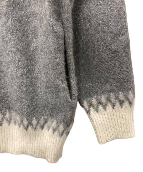 UNITED ARROWS TOKYO（ユナイテッドアローズトウキョウ）UNITED ARROWS TOKYO (ユナイテッドアローズトウキョウ) フォックス カシミヤ ジャカード ニットブルゾン グレー×アイボリー サイズ:表記無しの古着・服飾アイテム