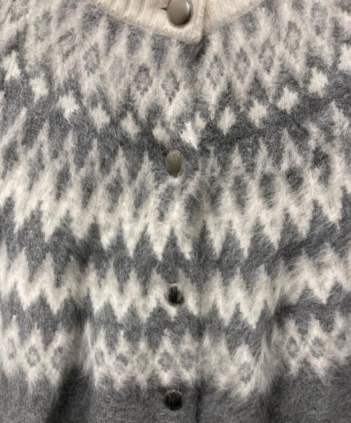 UNITED ARROWS TOKYO（ユナイテッドアローズトウキョウ）UNITED ARROWS TOKYO (ユナイテッドアローズトウキョウ) フォックス カシミヤ ジャカード ニットブルゾン グレー×アイボリー サイズ:表記無しの古着・服飾アイテム