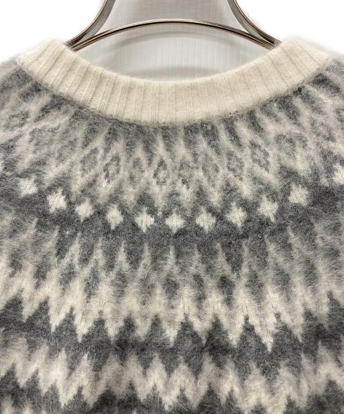 UNITED ARROWS TOKYO（ユナイテッドアローズトウキョウ）UNITED ARROWS TOKYO (ユナイテッドアローズトウキョウ) フォックス カシミヤ ジャカード ニットブルゾン グレー×アイボリー サイズ:表記無しの古着・服飾アイテム