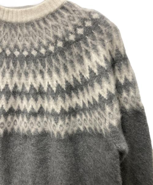 UNITED ARROWS TOKYO（ユナイテッドアローズトウキョウ）UNITED ARROWS TOKYO (ユナイテッドアローズトウキョウ) フォックス カシミヤ ジャカード ニットブルゾン グレー×アイボリー サイズ:表記無しの古着・服飾アイテム