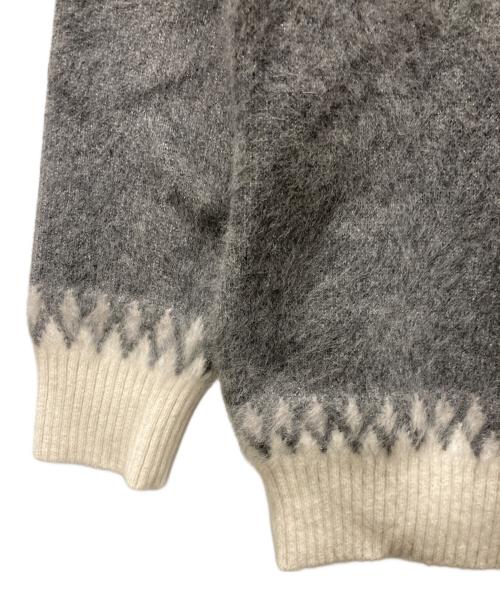 UNITED ARROWS TOKYO（ユナイテッドアローズトウキョウ）UNITED ARROWS TOKYO (ユナイテッドアローズトウキョウ) フォックス カシミヤ ジャカード ニットブルゾン グレー×アイボリー サイズ:表記無しの古着・服飾アイテム