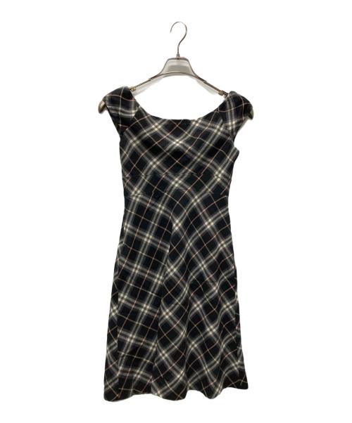 BURBERRY BLUE LABEL（バーバリー ブルー レーベル）BURBERRY BLUE LABEL (バーバリー ブルー レーベル) チェック柄ノースリーブワンピース ブラック サイズ:36の古着・服飾アイテム
