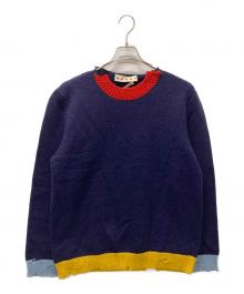 MARNI（マルニ）の古着「ダメージ加工クルーネックニット」｜ネイビー