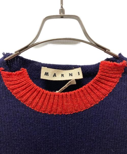 MARNI（マルニ）MARNI (マルニ) ダメージ加工クルーネックニット ネイビー サイズ:48の古着・服飾アイテム