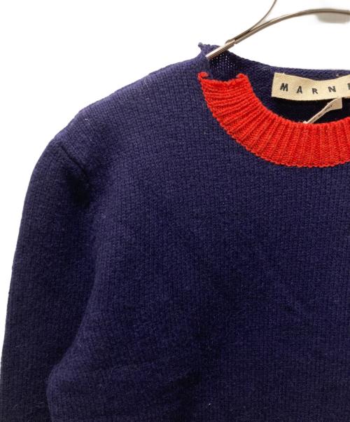MARNI（マルニ）MARNI (マルニ) ダメージ加工クルーネックニット ネイビー サイズ:48の古着・服飾アイテム