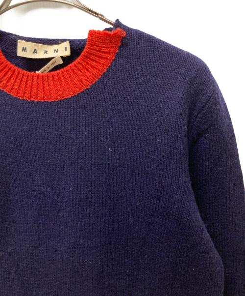 MARNI（マルニ）MARNI (マルニ) ダメージ加工クルーネックニット ネイビー サイズ:48の古着・服飾アイテム
