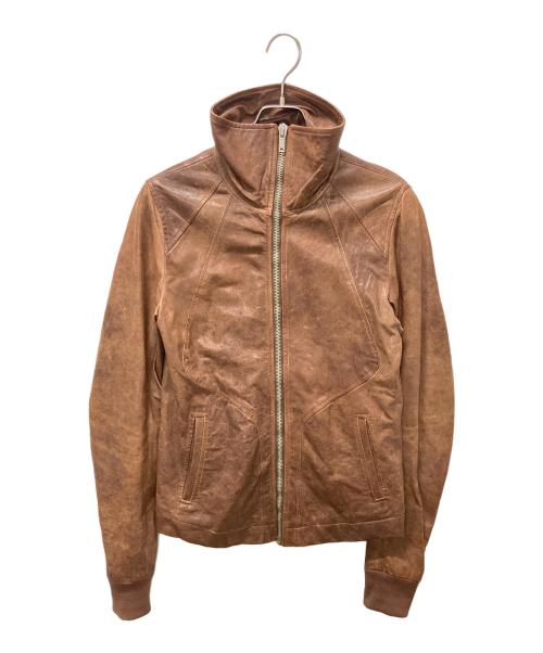 RICK OWENS（リックオウエンス）RICK OWENS (リックオウエンス) INTARSIA LAMB LEATHER JACKET/ラムレザージャケット ブラウン サイズ:Mの古着・服飾アイテム