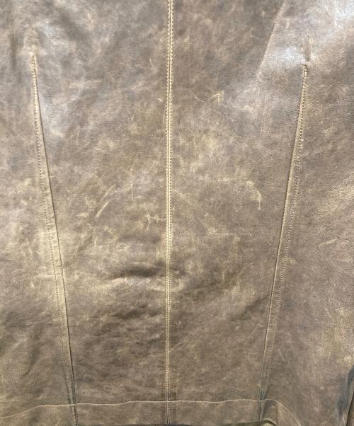 RICK OWENS（リックオウエンス）RICK OWENS (リックオウエンス) INTARSIA LAMB LEATHER JACKET/ラムレザージャケット ブラウン サイズ:Mの古着・服飾アイテム