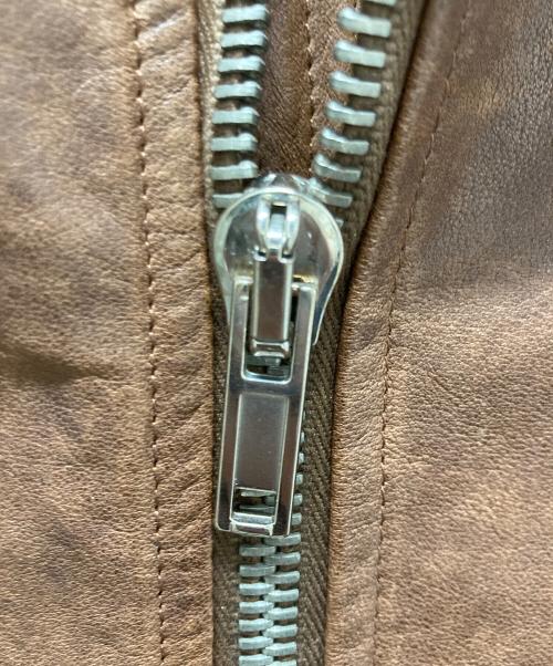 RICK OWENS（リックオウエンス）RICK OWENS (リックオウエンス) INTARSIA LAMB LEATHER JACKET/ラムレザージャケット ブラウン サイズ:Mの古着・服飾アイテム