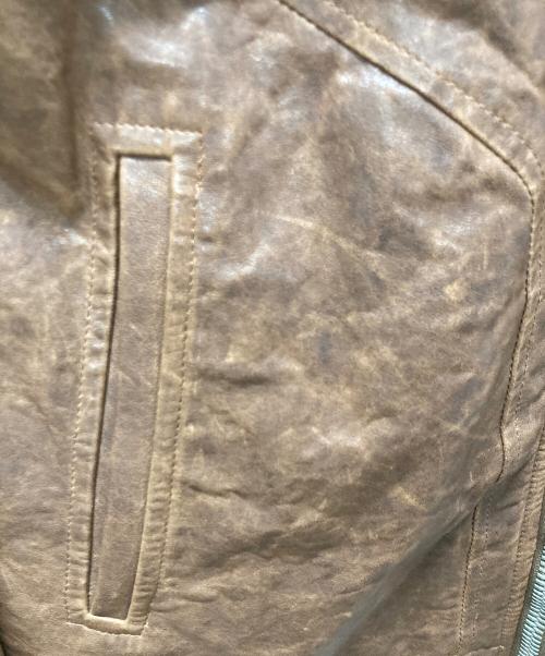 RICK OWENS（リックオウエンス）RICK OWENS (リックオウエンス) INTARSIA LAMB LEATHER JACKET/ラムレザージャケット ブラウン サイズ:Mの古着・服飾アイテム