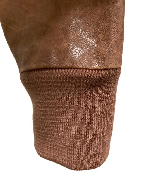 RICK OWENS（リックオウエンス）RICK OWENS (リックオウエンス) INTARSIA LAMB LEATHER JACKET/ラムレザージャケット ブラウン サイズ:Mの古着・服飾アイテム