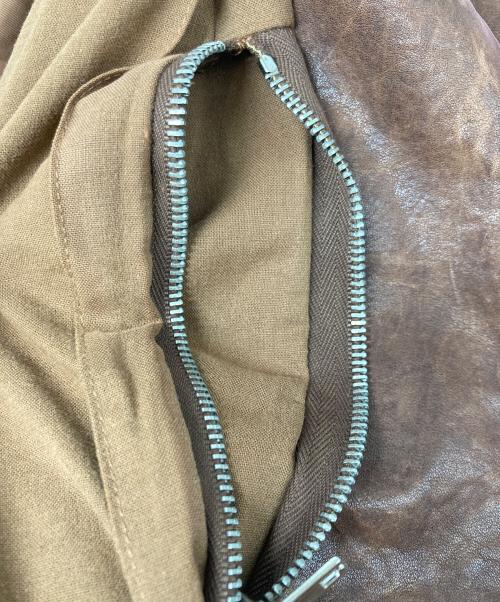 RICK OWENS（リックオウエンス）RICK OWENS (リックオウエンス) INTARSIA LAMB LEATHER JACKET/ラムレザージャケット ブラウン サイズ:Mの古着・服飾アイテム