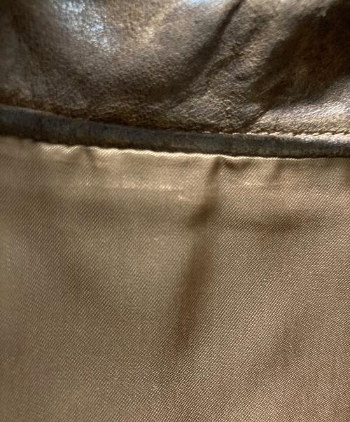 RICK OWENS（リックオウエンス）RICK OWENS (リックオウエンス) INTARSIA LAMB LEATHER JACKET/ラムレザージャケット ブラウン サイズ:Mの古着・服飾アイテム
