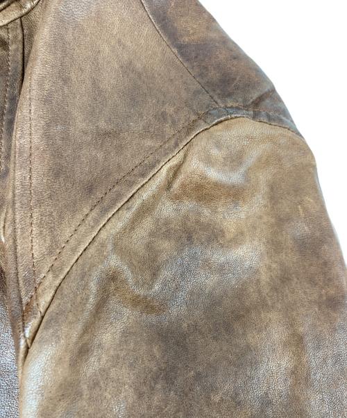RICK OWENS（リックオウエンス）RICK OWENS (リックオウエンス) INTARSIA LAMB LEATHER JACKET/ラムレザージャケット ブラウン サイズ:Mの古着・服飾アイテム