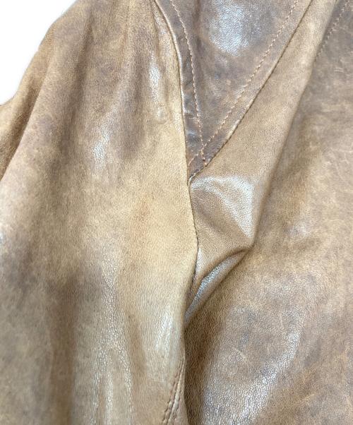 RICK OWENS（リックオウエンス）RICK OWENS (リックオウエンス) INTARSIA LAMB LEATHER JACKET/ラムレザージャケット ブラウン サイズ:Mの古着・服飾アイテム