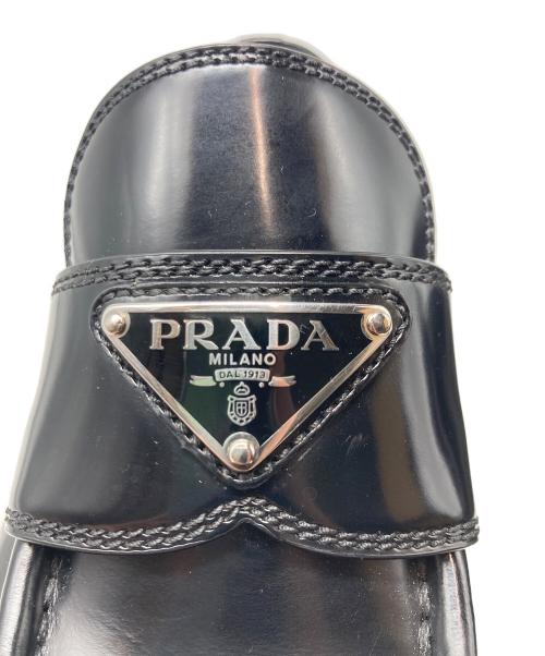 PRADA（プラダ）PRADA (プラダ) チョコレート ブラッシュドレザー ローファー ブラック サイズ:35の古着・服飾アイテム