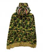 A BATHING APEアベイシングエイプ）の古着「Abc Camo Crystal Stone Shark Full Zip」｜カーキ
